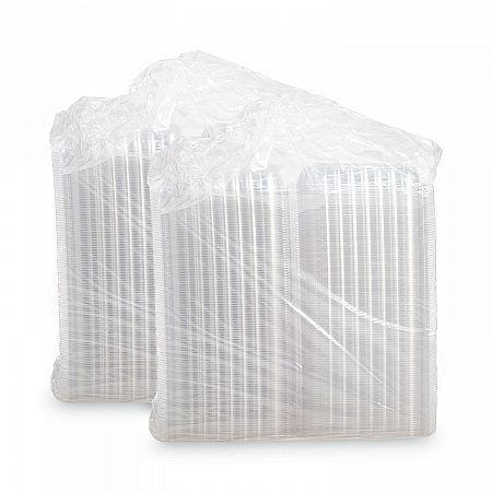 ClearSeal Hinged-Lid Plastic Containers, 9.3 x 8.8 x 3, Clear, Plastic, 100/Bag, 2 Bags/Carton (C95PST1)