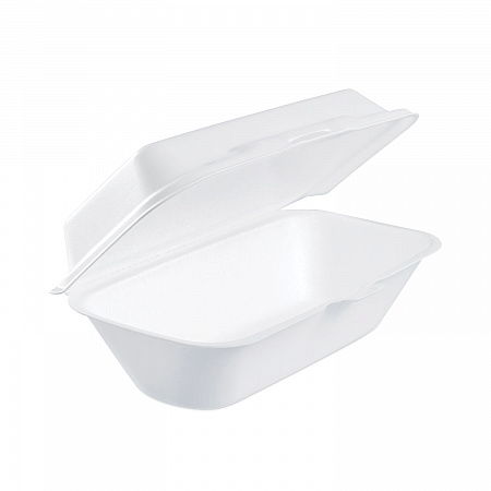 Foam Hinged Lid Container, Hoagie Container with Removable Lid, 5.3 x 9.8 x 3.3, White, 125/Bag, 4 Bags/Carton (99HT1R)