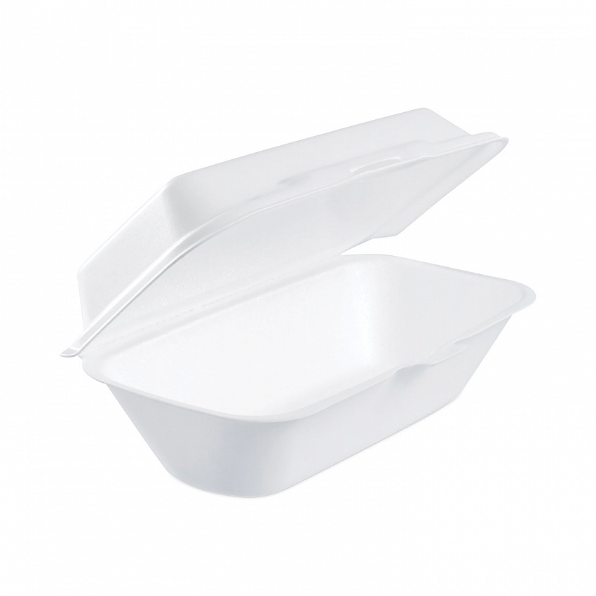 Foam Hinged Lid Container, Hoagie Container with Removable Lid, 5.3 x 9.8 x 3.3, White, 125/Bag, 4 Bags/Carton (99HT1R)