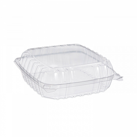 ClearSeal Hinged-Lid Plastic Containers, 9.3 x 8.8 x 3, Clear, Plastic, 100/Bag, 2 Bags/Carton (C95PST1)