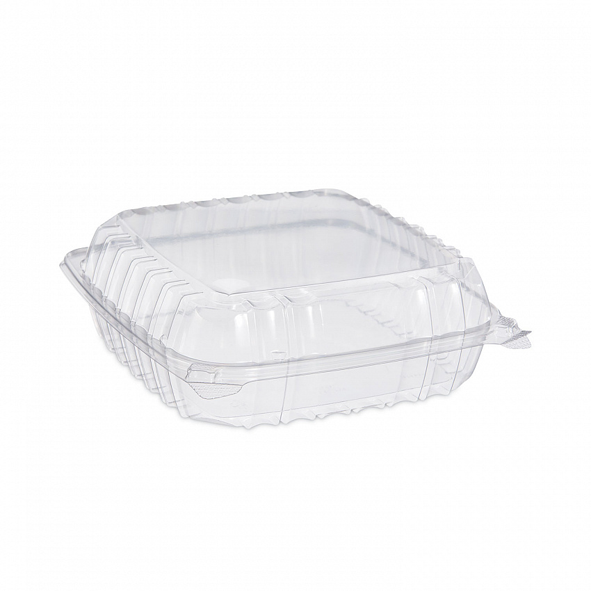 ClearSeal Hinged-Lid Plastic Containers, 9.3 x 8.8 x 3, Clear, Plastic, 100/Bag, 2 Bags/Carton (C95PST1)