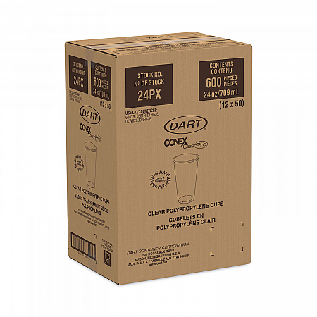 Conex ClearPro Plastic Cold Cups, 24 oz, 50/Bag, 12 Bags/Carton (24PX)