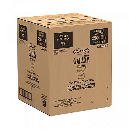High-Impact Polystyrene Cold Cups, 7 oz, Plastic, Translucent, 100/Sleeve, 25 Sleeves/Carton (Y7)
