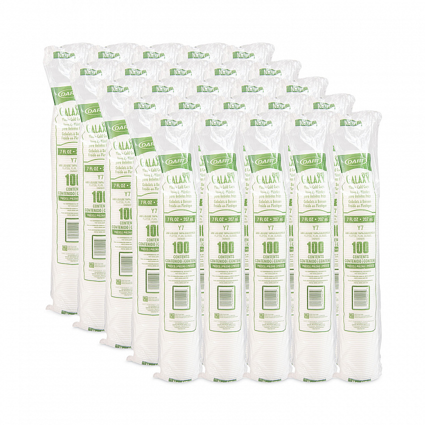 High-Impact Polystyrene Cold Cups, 7 oz, Plastic, Translucent, 100/Sleeve, 25 Sleeves/Carton (Y7)