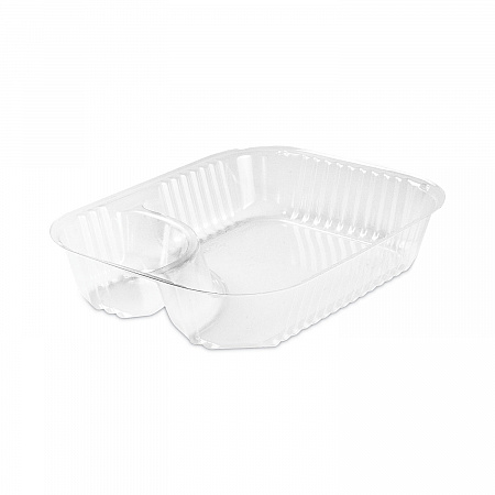 ClearPac Large Nacho Tray, 2 Compartments, 3.3 oz, 6.2 x 6.2 x 1.6, Clear, Plastic, 500/Carton (C68NT2)