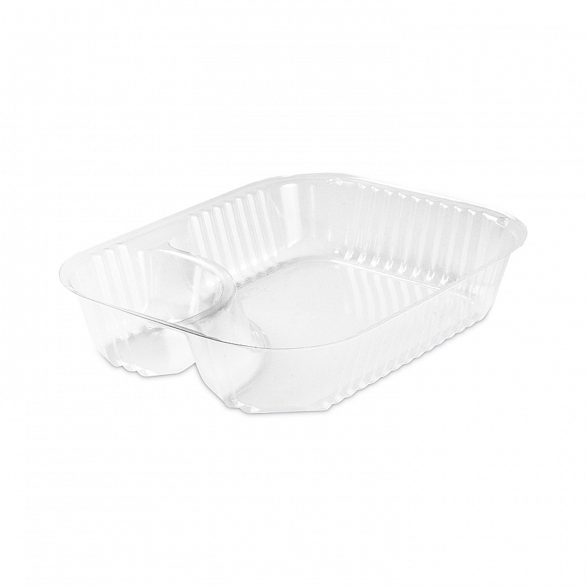 ClearPac Large Nacho Tray, 2 Compartments, 3.3 oz, 6.2 x 6.2 x 1.6, Clear, Plastic, 500/Carton (C68NT2)