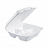 Foam Hinged Lid Container, 3 Compartments, 8 oz, 9 x 9.4 x 3, White, 100/Sleeve, 2 Sleeves/Carton (90HT3R)