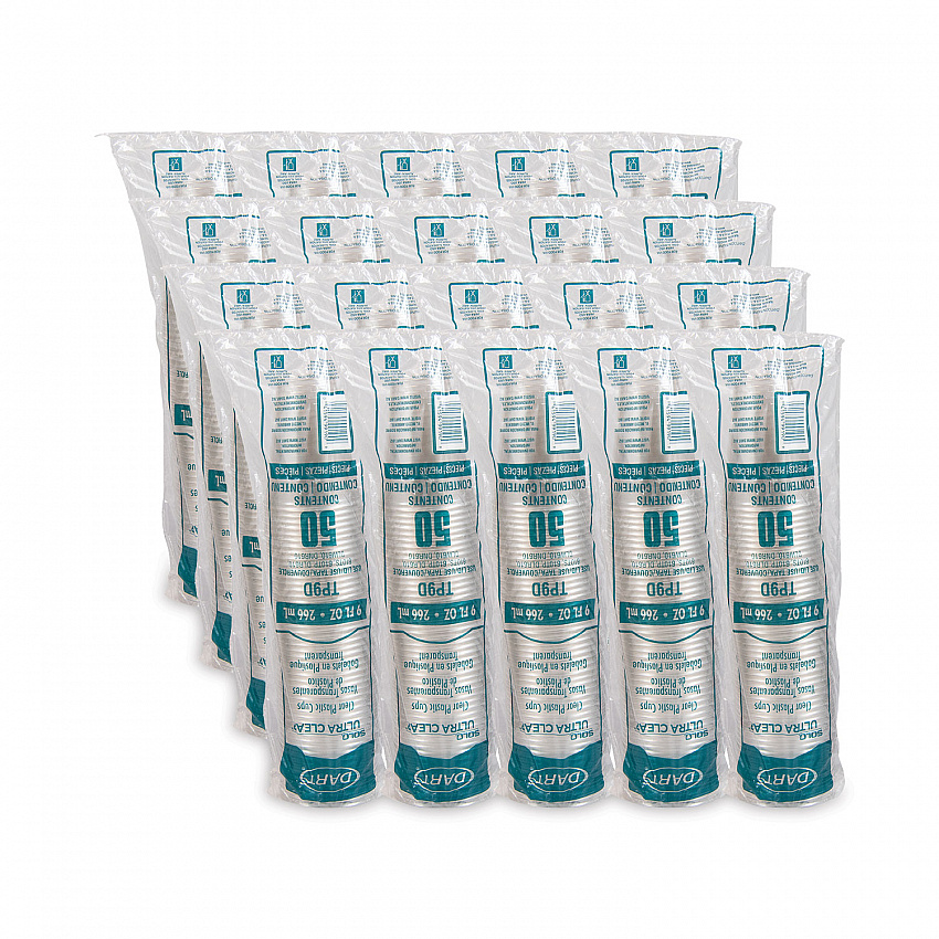 Ultra Clear PET Cups, Tall, 9 oz, Plastic, 50/Bag, 20 Bags/Carton (TP9D)