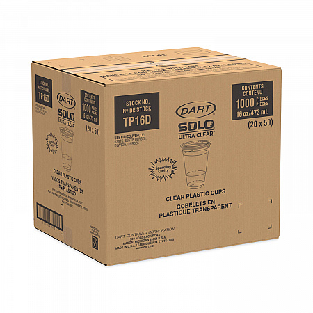 Ultra Clear PET Cups, Squat, 16 oz, Plastic, 50/Pack (TP16DPK)