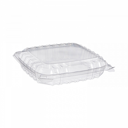 ClearSeal Hinged-Lid Plastic Containers, 8.31 x 8.31 x 2, Clear, Plastic, 125/Bag, 2 Bags/Carton (C89PST1)