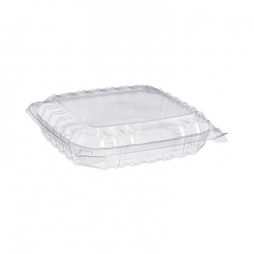 ClearSeal Hinged-Lid Plastic Containers, 8.31 x 8.31 x 2, Clear, Plastic, 125/Bag, 2 Bags/Carton (C89PST1)