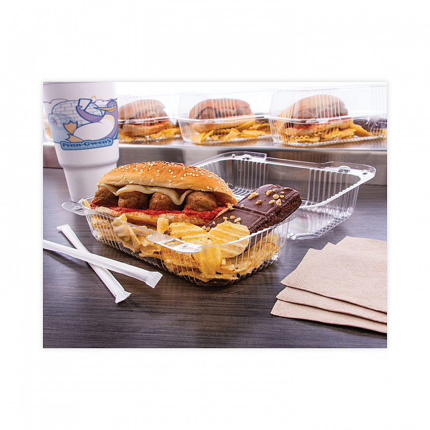 StayLock Clear Hinged Lid Containers, 5.4 x 9 x 3.5, Clear, Plastic, 250/Carton (C35UT1)