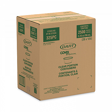 Conex Complements Portion/Medicine Cups, 3.25 oz, Plastic, Clear, 125/Bag, 20 Bags/Carton (325PC)