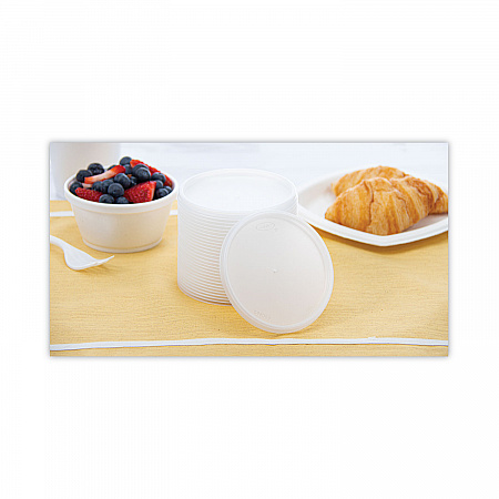 Plastic Lids for Foam Cups, Bowls and Containers, Flat, Vented, Fits 6 oz to 32 oz, Translucent, 100/Pack, 10 Packs/Carton (20JL)