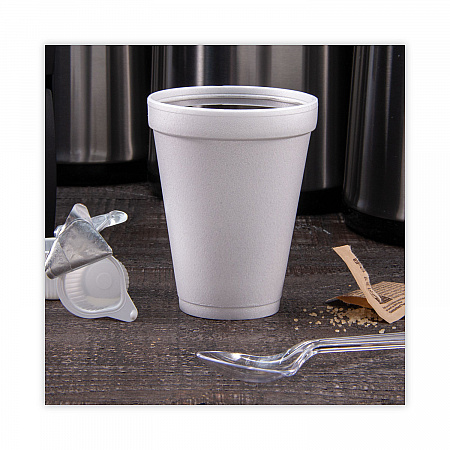 Foam Drink Cups, 12 oz, White, 25/Pack (12J12BG)