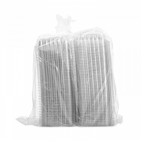 ClearSeal Hinged-Lid Plastic Containers, 8.31 x 8.31 x 2, Clear, Plastic, 125/Bag, 2 Bags/Carton (C89PST1)