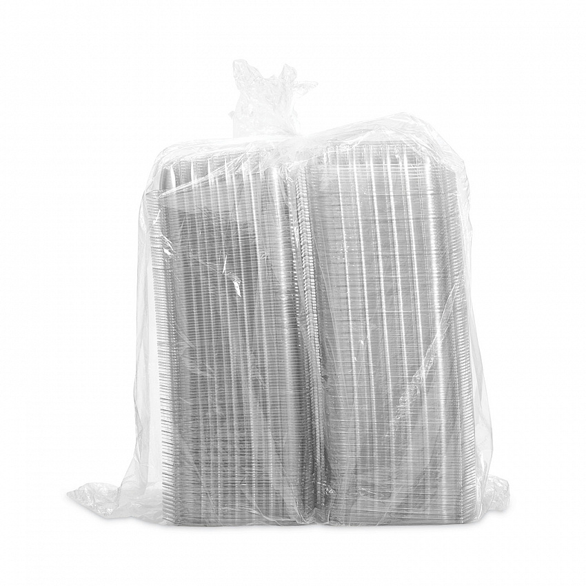 ClearSeal Hinged-Lid Plastic Containers, 8.31 x 8.31 x 2, Clear, Plastic, 125/Bag, 2 Bags/Carton (C89PST1)
