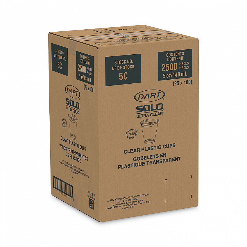 Ultra Clear Cups, 5 oz, Plastic, 100/Bag, 25 Bags/Carton (5C)