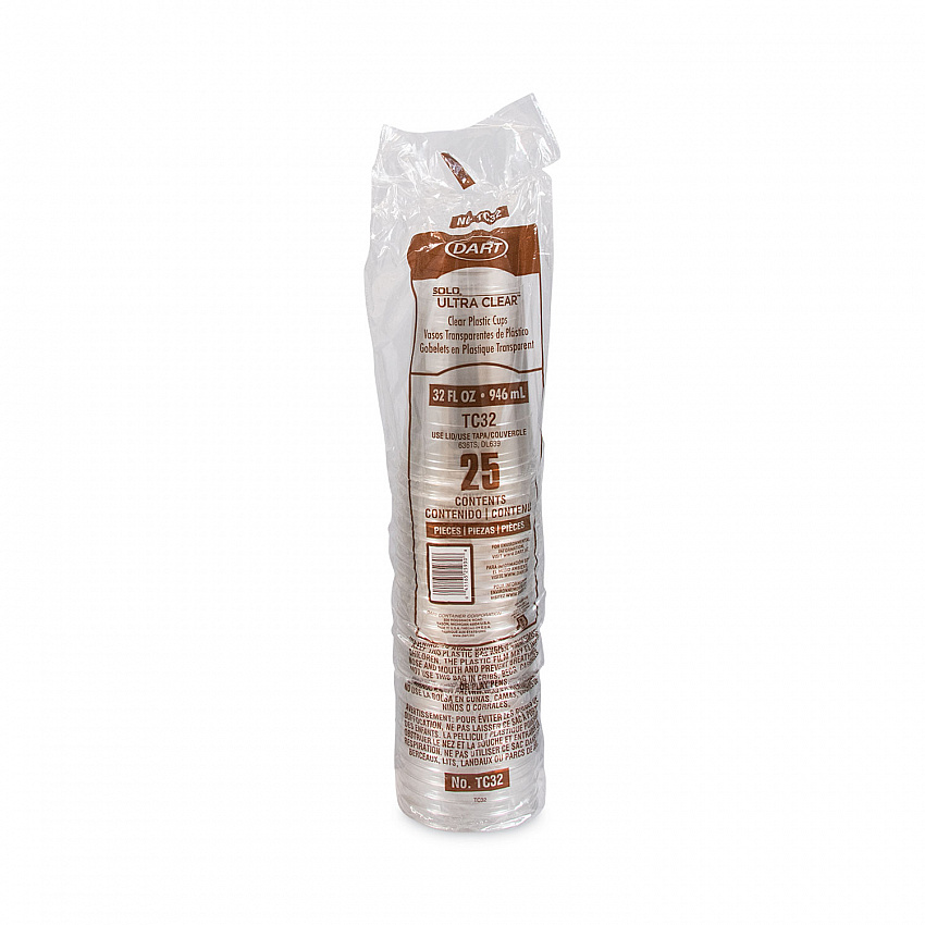 Ultra Clear PETE Cold Cups, 32 oz, Plastic, Clear, 300/Carton (TC32)