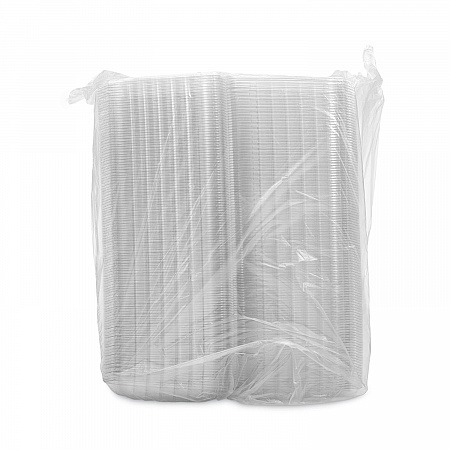 ClearSeal Hinged-Lid Plastic Containers, 3 Compartments, 9.4 x 8.9 x 3, Plastic, 100/Bag, 2 Bags/Carton (C95PST3)