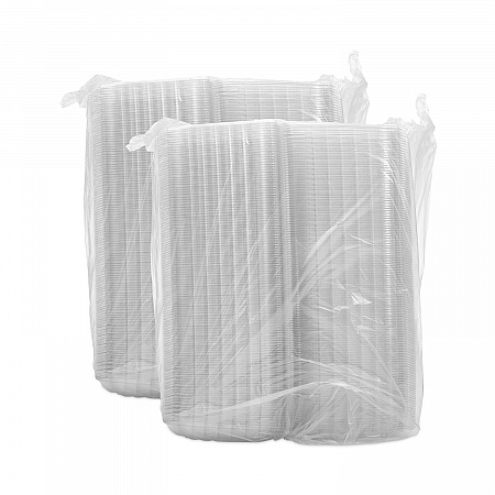 ClearSeal Hinged-Lid Plastic Containers, 3 Compartments, 9.4 x 8.9 x 3, Plastic, 100/Bag, 2 Bags/Carton (C95PST3)