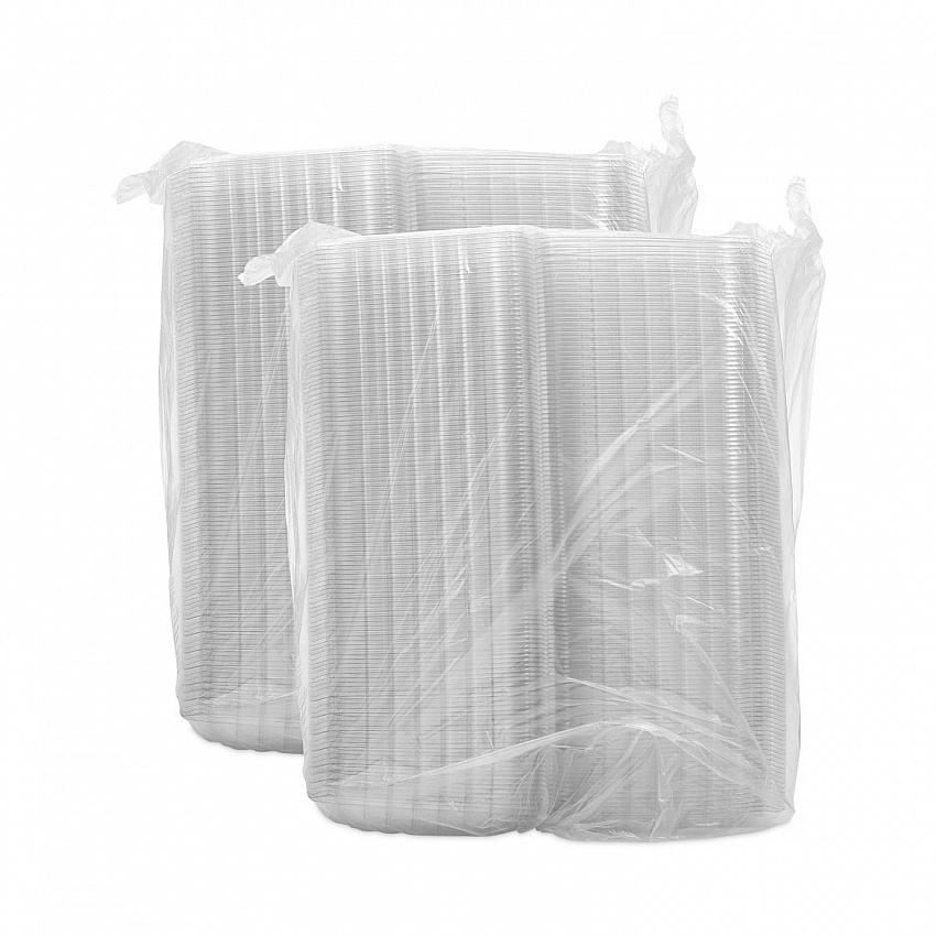 ClearSeal Hinged-Lid Plastic Containers, 3 Compartments, 9.4 x 8.9 x 3, Plastic, 100/Bag, 2 Bags/Carton (C95PST3)