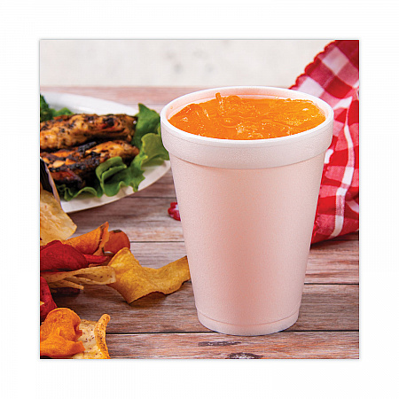 Foam Drink Cups, 12 oz, White, 25/Pack (12J12BG)