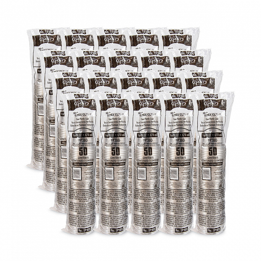 Ultra Clear PET Cups, Squat, 16 oz, Plastic, 50/Pack (TP16DPK)