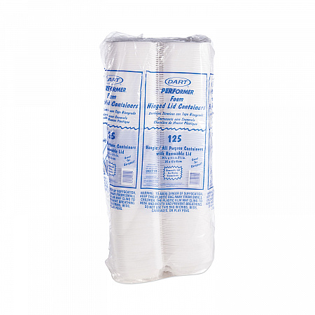 Foam Hinged Lid Container, Hoagie Container with Removable Lid, 5.3 x 9.8 x 3.3, White, 125/Bag, 4 Bags/Carton (99HT1R)