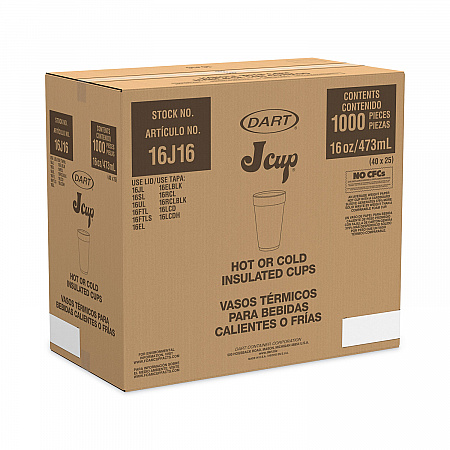 Horizon Hot/Cold Foam Drinking Cups, 16 oz, White/Cranberry, 25/Bag, 40 Bags/Carton (16J16H)