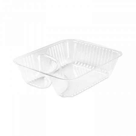 ClearPac Small Nacho Tray, 2 Compartments, 5 x 6 x 1.5, Clear, Plastic, 125/Bag, 4 Bags/Carton (C56NT2)
