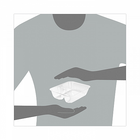 ClearPac Small Nacho Tray, 2 Compartments, 5 x 6 x 1.5, Clear, Plastic, 125/Bag, 4 Bags/Carton (C56NT2)