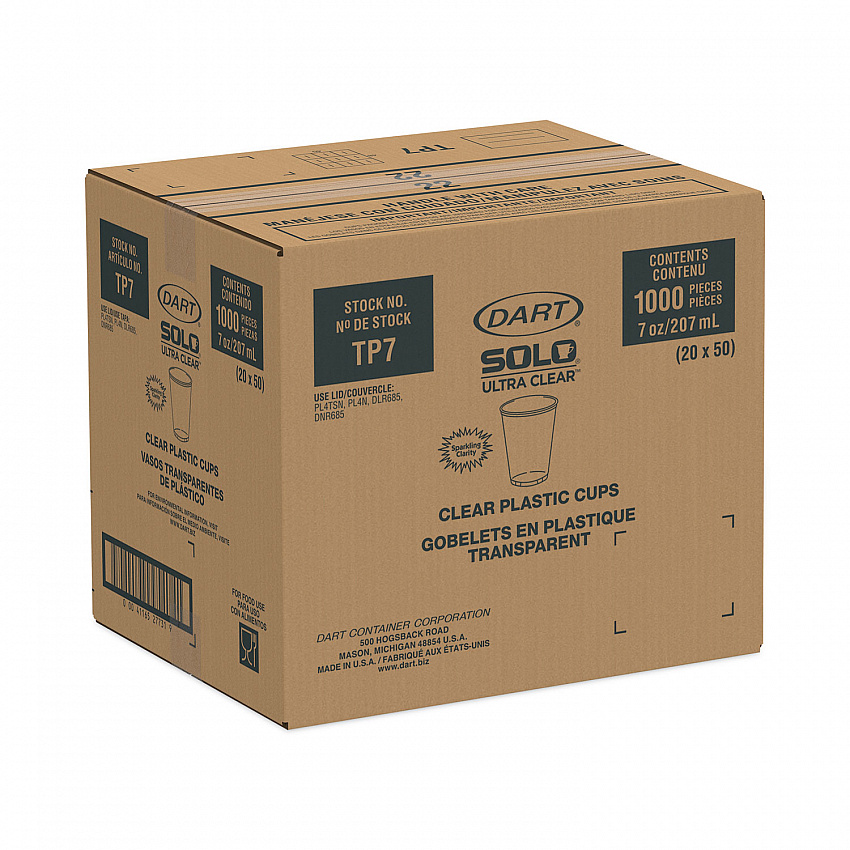 Ultra Clear Cups, 7 oz, Plastic, 50/Bag, 20 Bags/Carton (TP7)