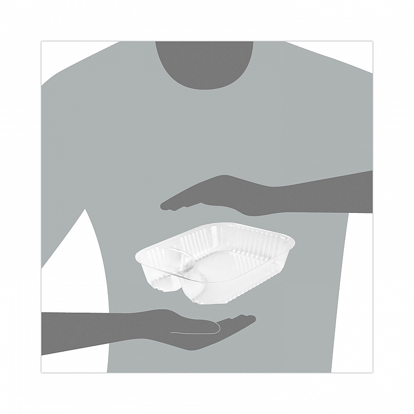 ClearPac Large Nacho Tray, 2 Compartments, 3.3 oz, 6.2 x 6.2 x 1.6, Clear, Plastic, 500/Carton (C68NT2)