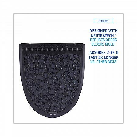 Disposable Urinal Floor Mat 2.0, Shield-Shaped, Black/Gray Slip-Resistant Surface, 17.5