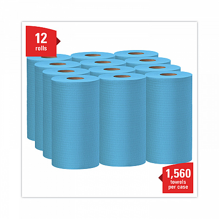 General Clean X60 Cloths, Small Roll, 9.8 x 13.4, Blue, 130/Roll, 12 Rolls/Carton (35411)