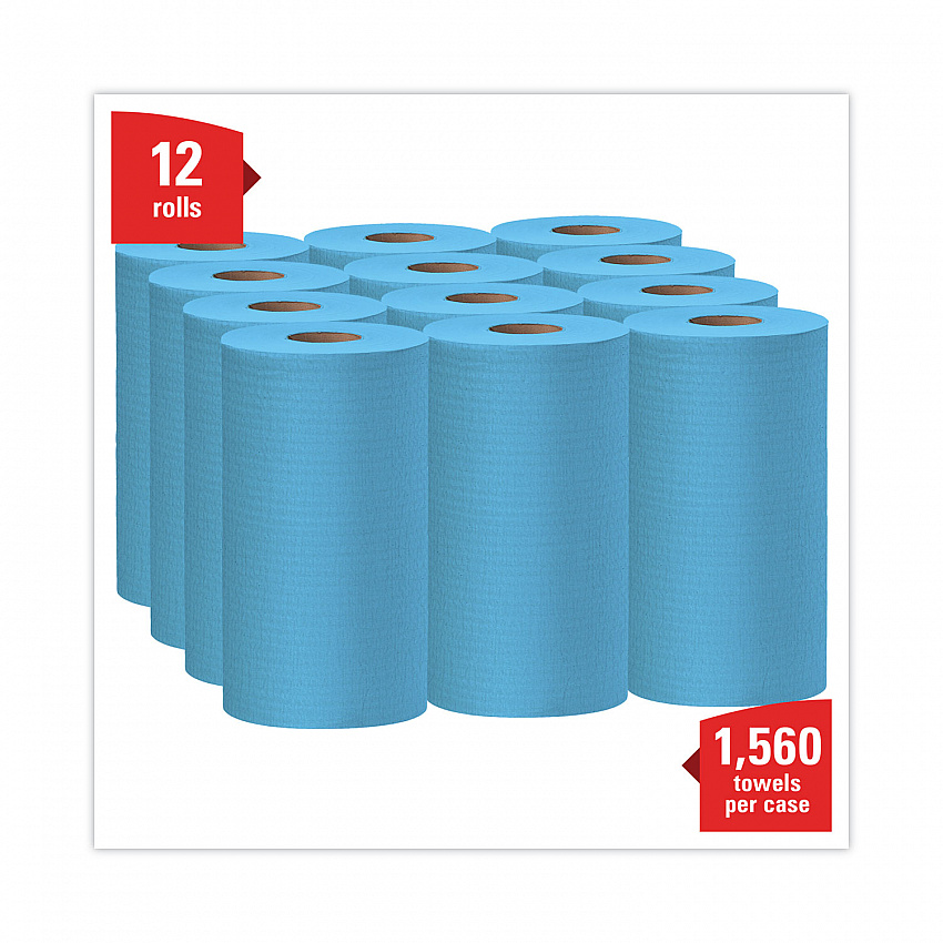General Clean X60 Cloths, Small Roll, 9.8 x 13.4, Blue, 130/Roll, 12 Rolls/Carton (35411)