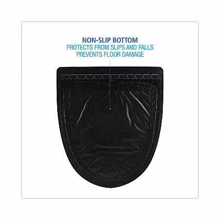 Disposable Urinal Floor Mat 2.0, Shield-Shaped, Black/Gray Slip-Resistant Surface, 17.5