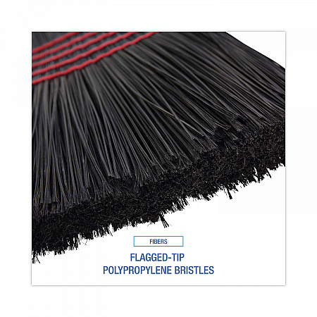 Flagged Tip Poly Bristle Janitor Brooms, 10 x 58.5, Wood Handle, Natural/Black, 12/Carton (930BP)
