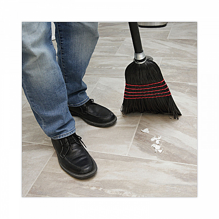Flagged Tip Poly Bristle Janitor Brooms, 10 x 58.5, Wood Handle, Natural/Black, 12/Carton (930BP)