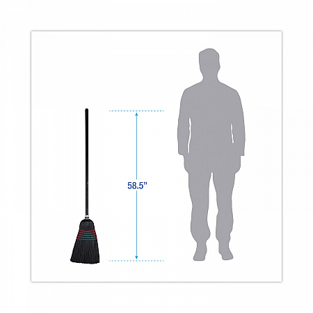 Flagged Tip Poly Bristle Janitor Brooms, 10 x 58.5, Wood Handle, Natural/Black, 12/Carton (930BP)