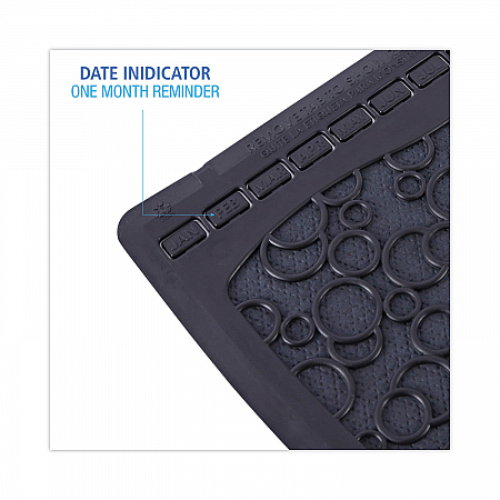 Disposable Urinal Floor Mat 2.0, Shield-Shaped, Black/Gray Slip-Resistant Surface, 17.5