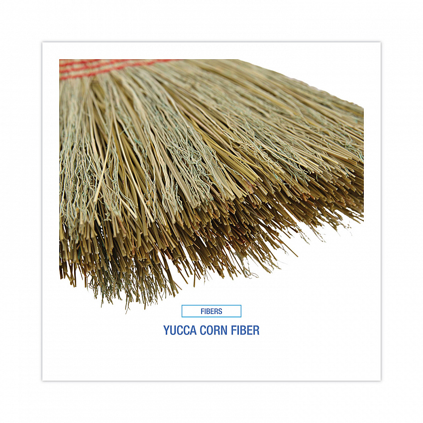 Parlor Broom, Yucca/Corn Fiber Bristles, 55.5" Overall Length, Natural (926YEA)