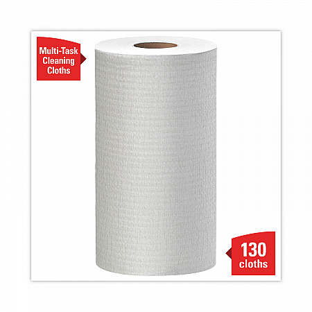 General Clean X60 Cloths, Small Roll, 9.8 x 13.4, White, 130/Roll, 12 Rolls/Carton (35401)