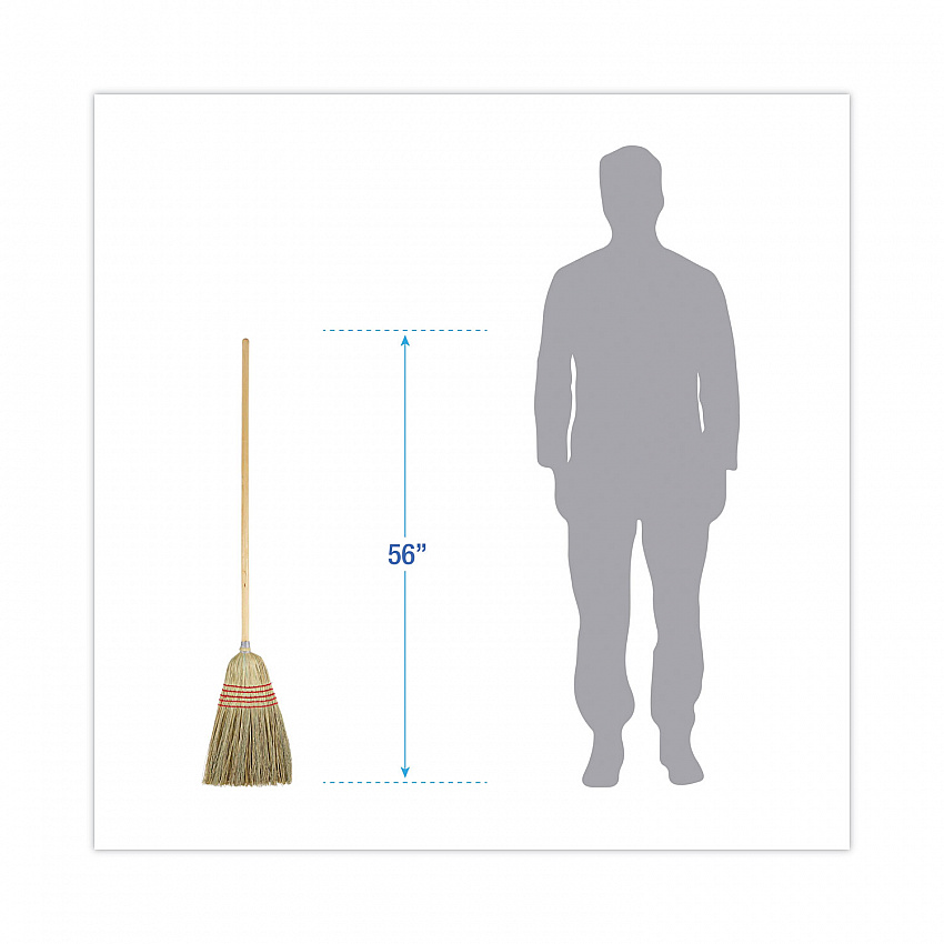 Parlor Broom, Yucca/Corn Fiber Bristles, 56" Overall Length, Natural, 12/Carton (926YCT)