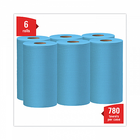 General Clean X60 Cloths, Small Roll, 13.5 x 19.6, Blue, 130/Roll, 6 Rolls/Carton (35431)