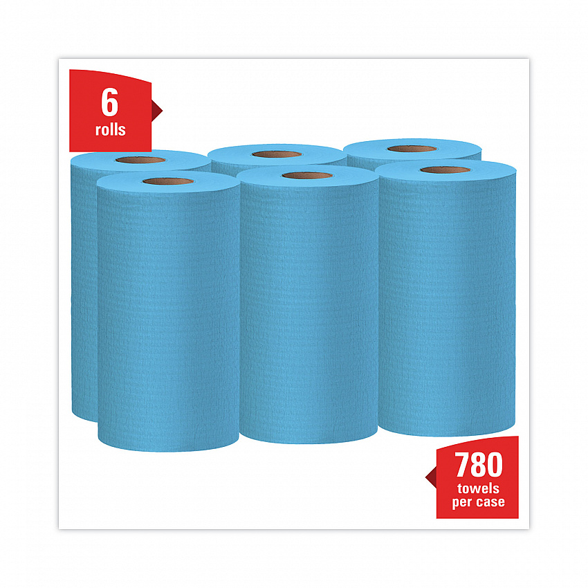 General Clean X60 Cloths, Small Roll, 13.5 x 19.6, Blue, 130/Roll, 6 Rolls/Carton (35431)