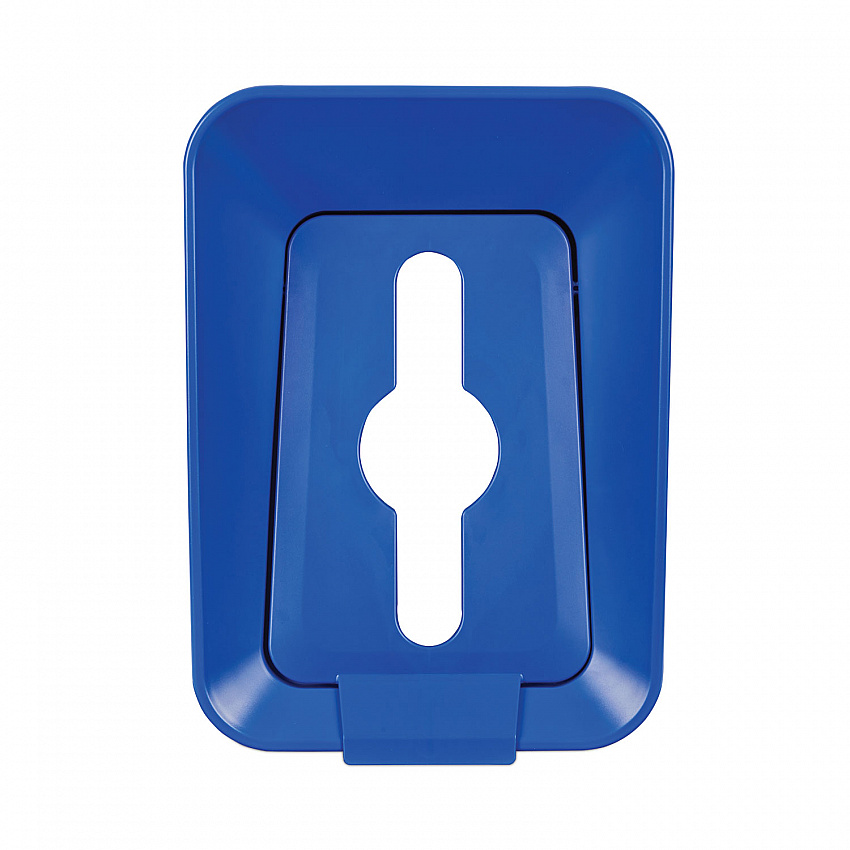 Sustain Decorative Refuse with Recycling Lid, 15 gal, Metal/Plastic, Black/Blue (2078994)