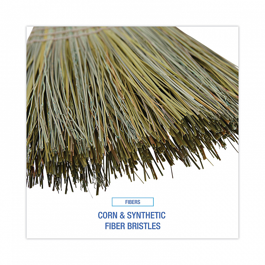 Corn/Fiber Brooms, Corn/Synthetic Fiber Bristles, 60" Overall Length, Gray/Natural, 6/Carton (BR10002)
