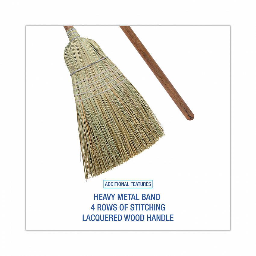 Corn/Fiber Brooms, Corn/Synthetic Fiber Bristles, 60" Overall Length, Gray/Natural, 6/Carton (BR10002)